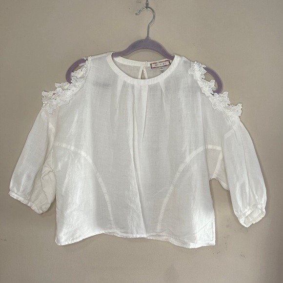 ERI+ALI Anthropologie Cold Shoulder Linen Top, XS - Picture 3 of 9